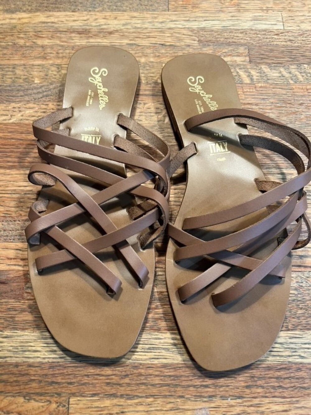 Seychelles Womens Brown Leather Strappy Sandals Size 7.5 Made In Italy